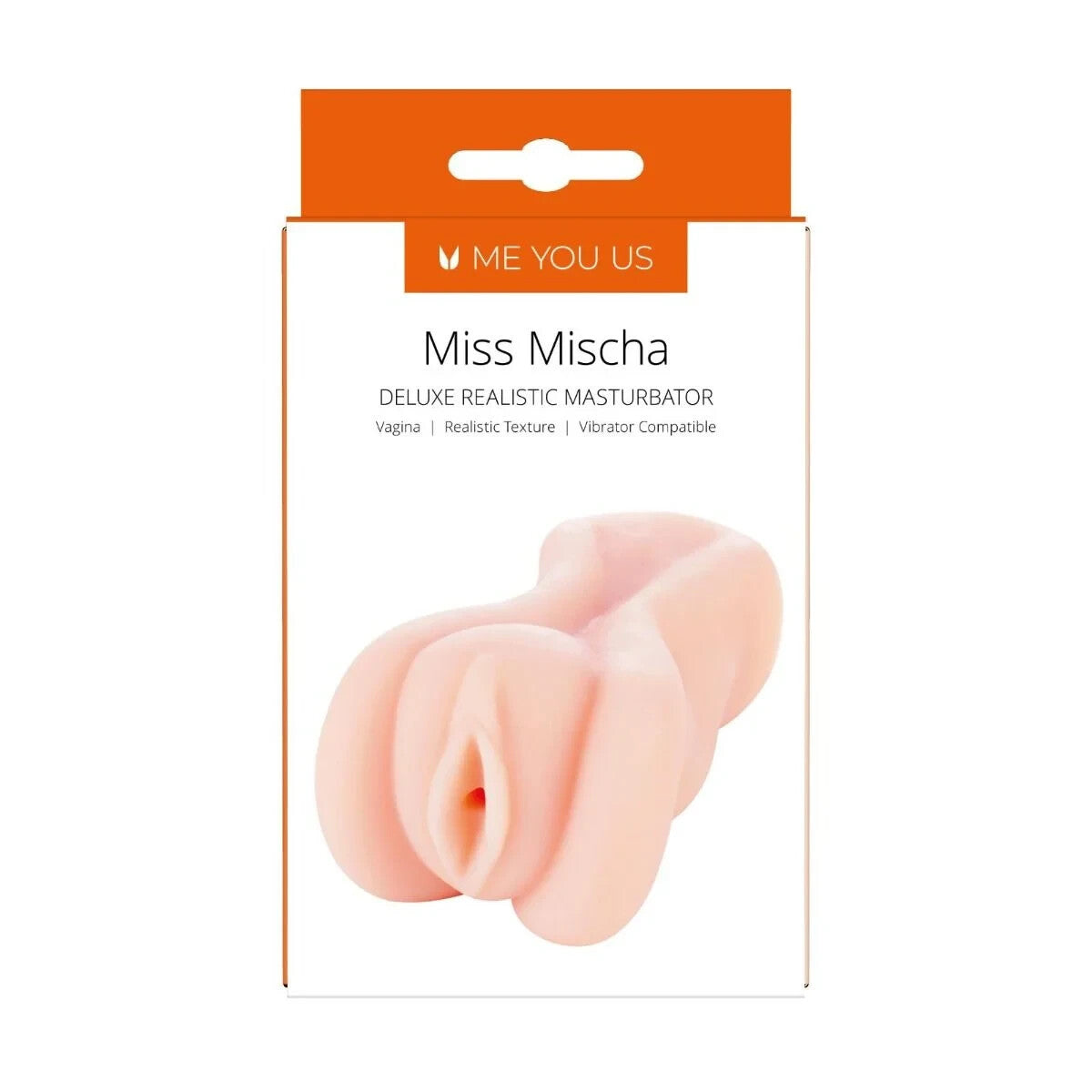 Package of Miss Mischa deluxe realistic masturbator with 'Me You Us' branding.