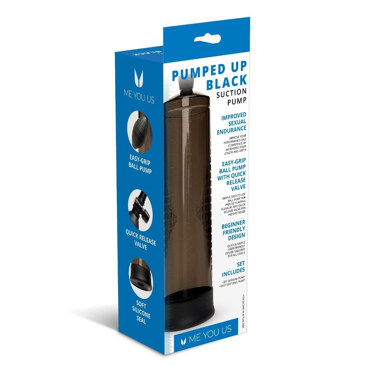Me You Us Pumped Up Black Suction Penis Enlargement Pump Length Girth Enhancer
