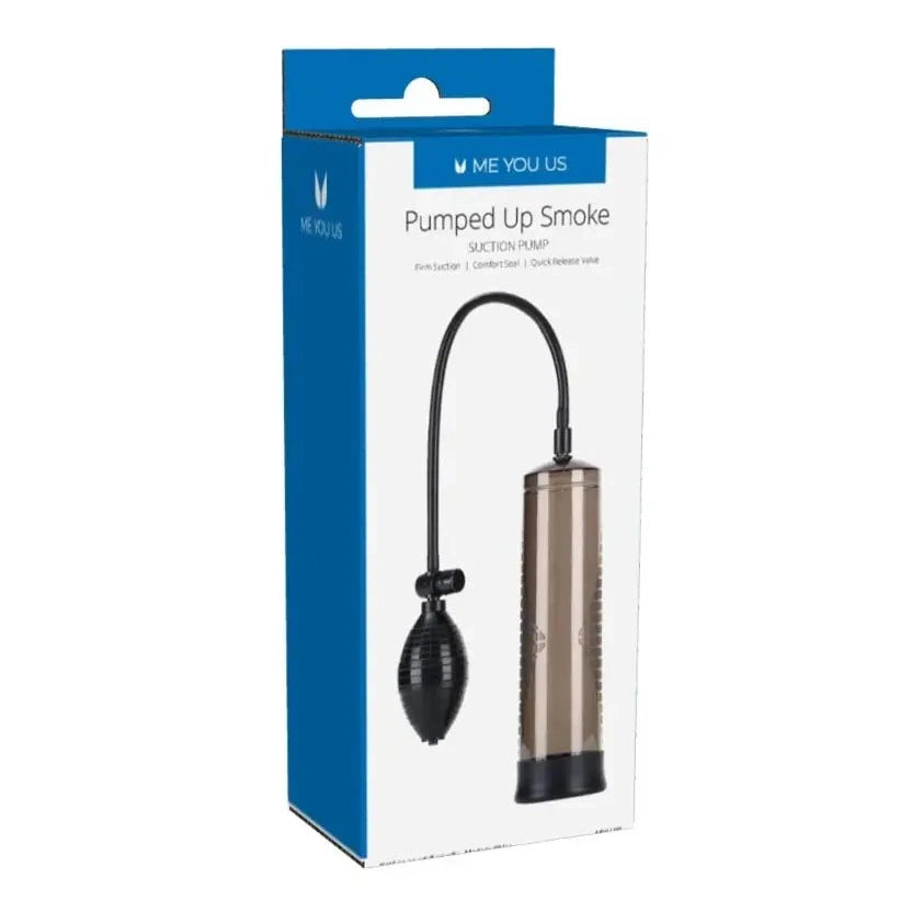Packaging of a pump with smoke effect on a white background