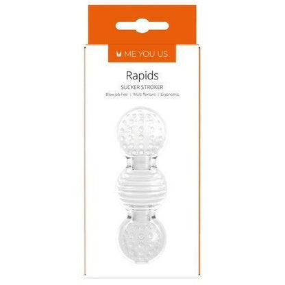 Product packaging of 'Rapids' sucker stroker with 'ME YOU US' branding on a white background.