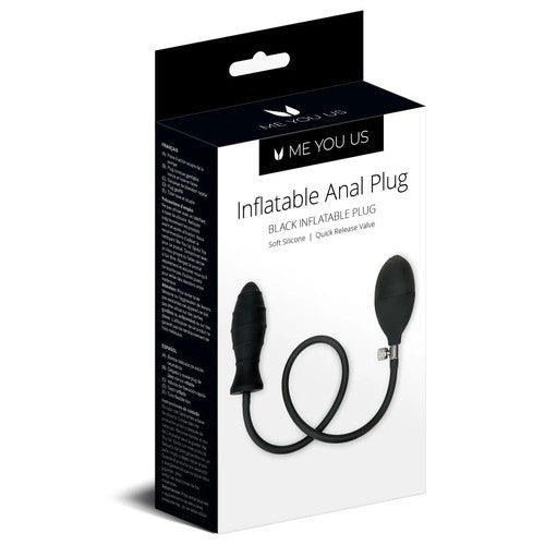 Packaging of an inflatable anal plug with visible branding on a white background
