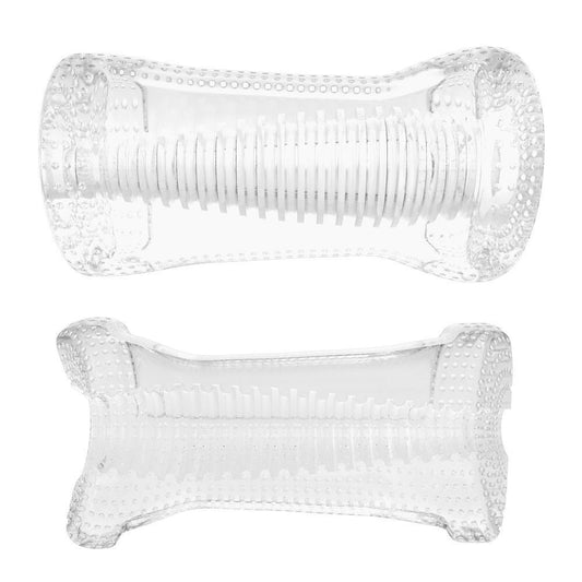 Me You Us Ripple Dual End Stroker Clear Male Masturbator Ribbed Texture Massager