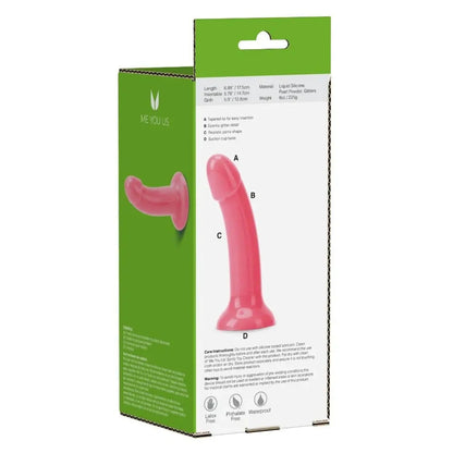 Me You Us Shimmers Sparkly Glitter Smooth Dong Suction Cup Silicone Pink 6 inch