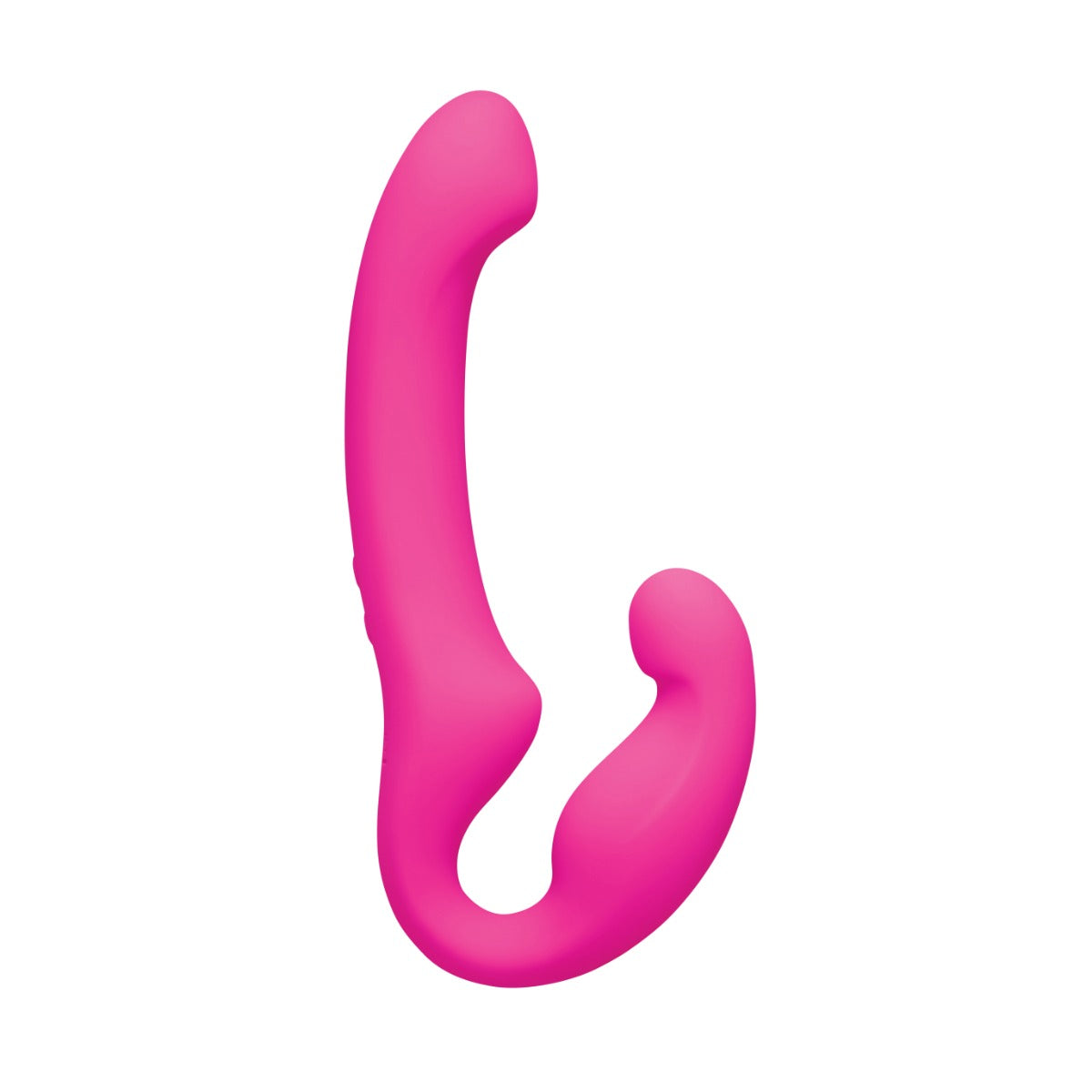 A bright pink curved personal massager with a smooth matte finish, shown on a solid white background.