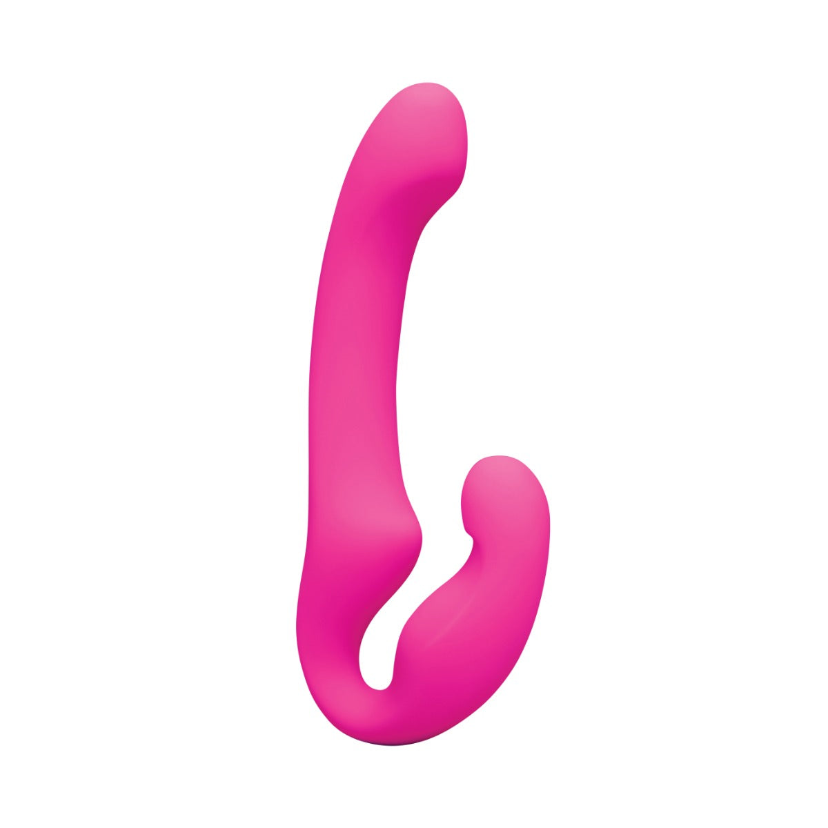 A bright pink curved personal massager with a smooth matte finish, shown on a solid white background.