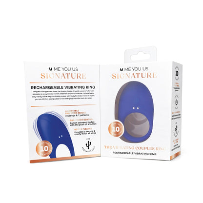 Me You Us Signature The Vibrating Couples Cock Ring Blue Box