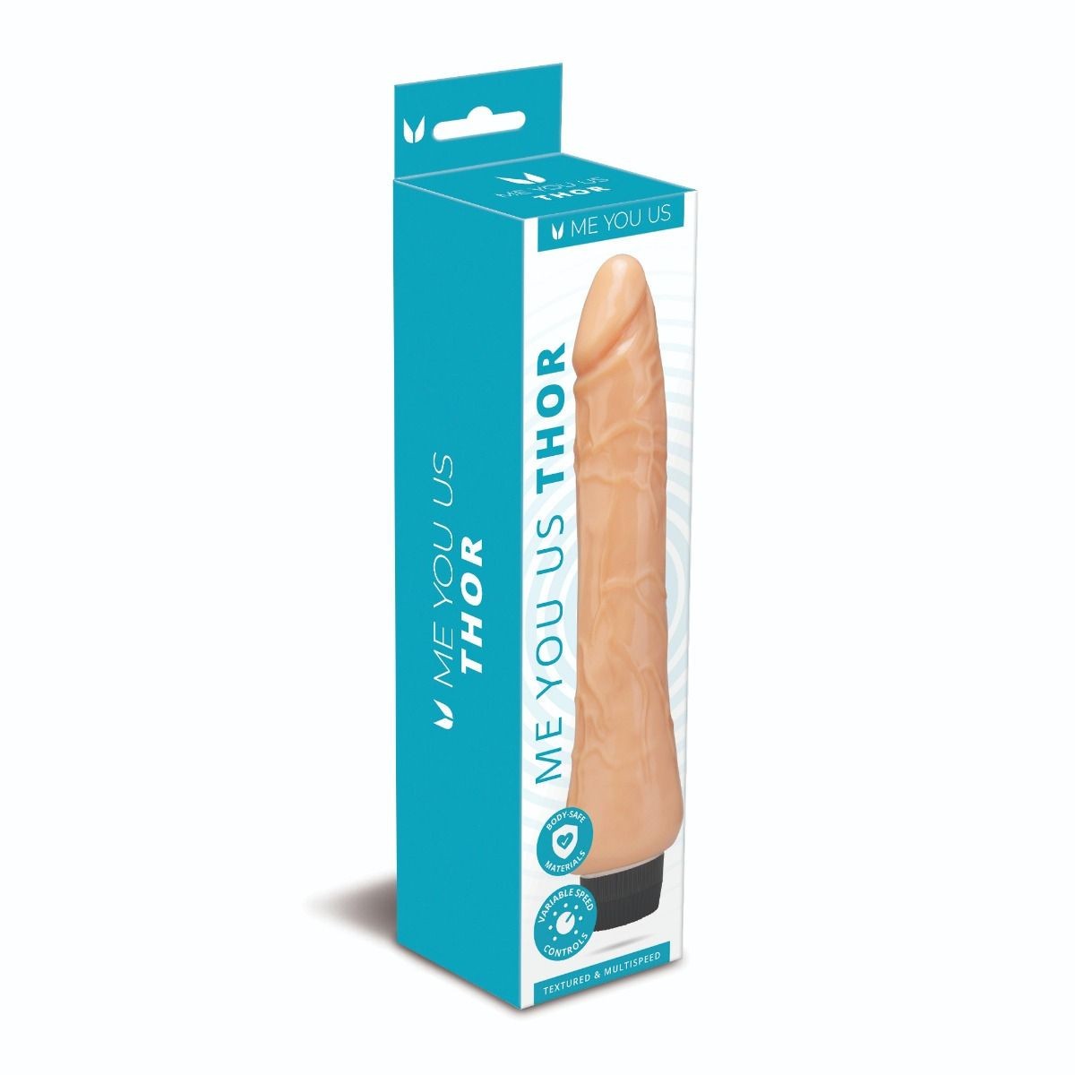Product packaging of a sex toy with 'ME YOU US' branding on a white background