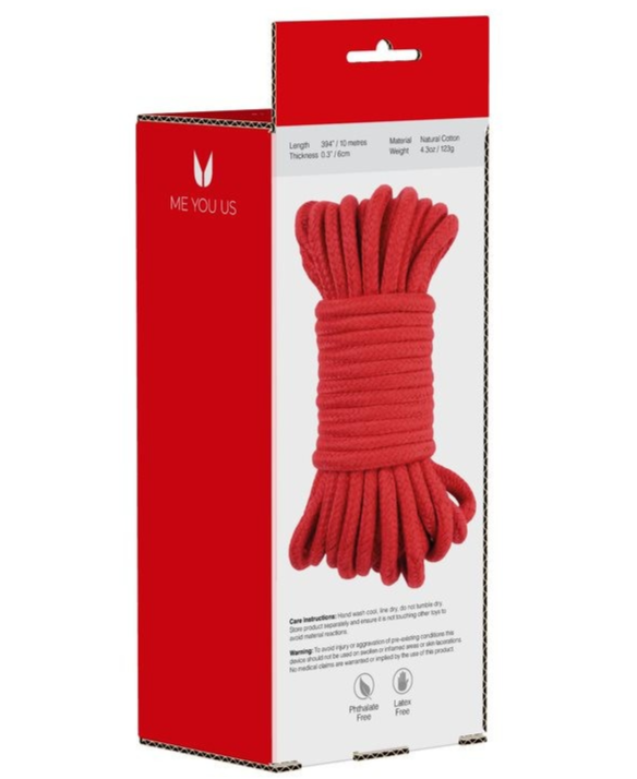 Red rope product in packaging with 'ME YOU US' branding on a white background