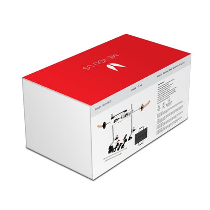 Product packaging box with red lid and white body on a white background