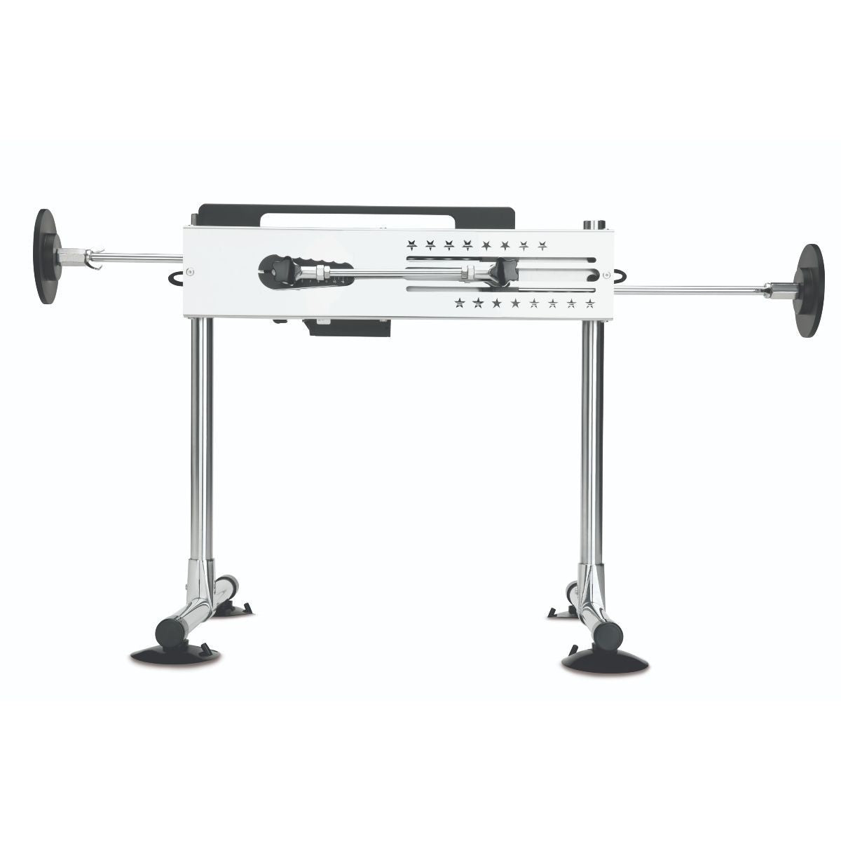 Mechanical device with cylindrical components on a white background