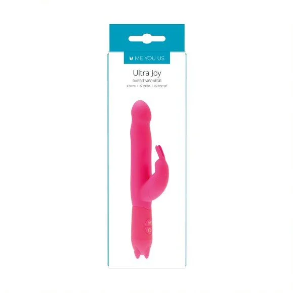 Pink rabbit vibrator in packaging with brand name on a white background
