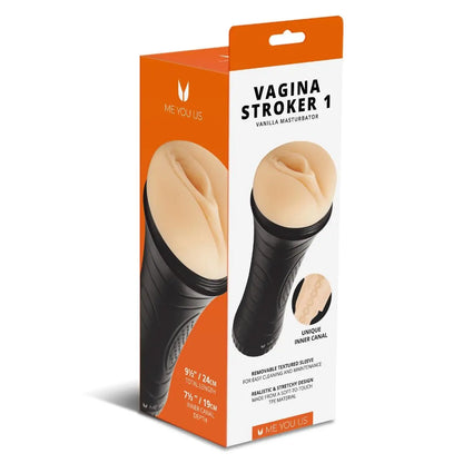 Product packaging for 'Vagina Stroker 1' by ME YOU US on a white background