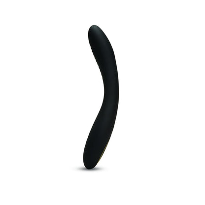 Black curved G-spot vibrator on a white background