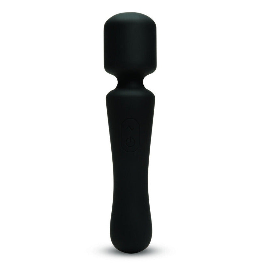 Black massage vibrator wand on a white background