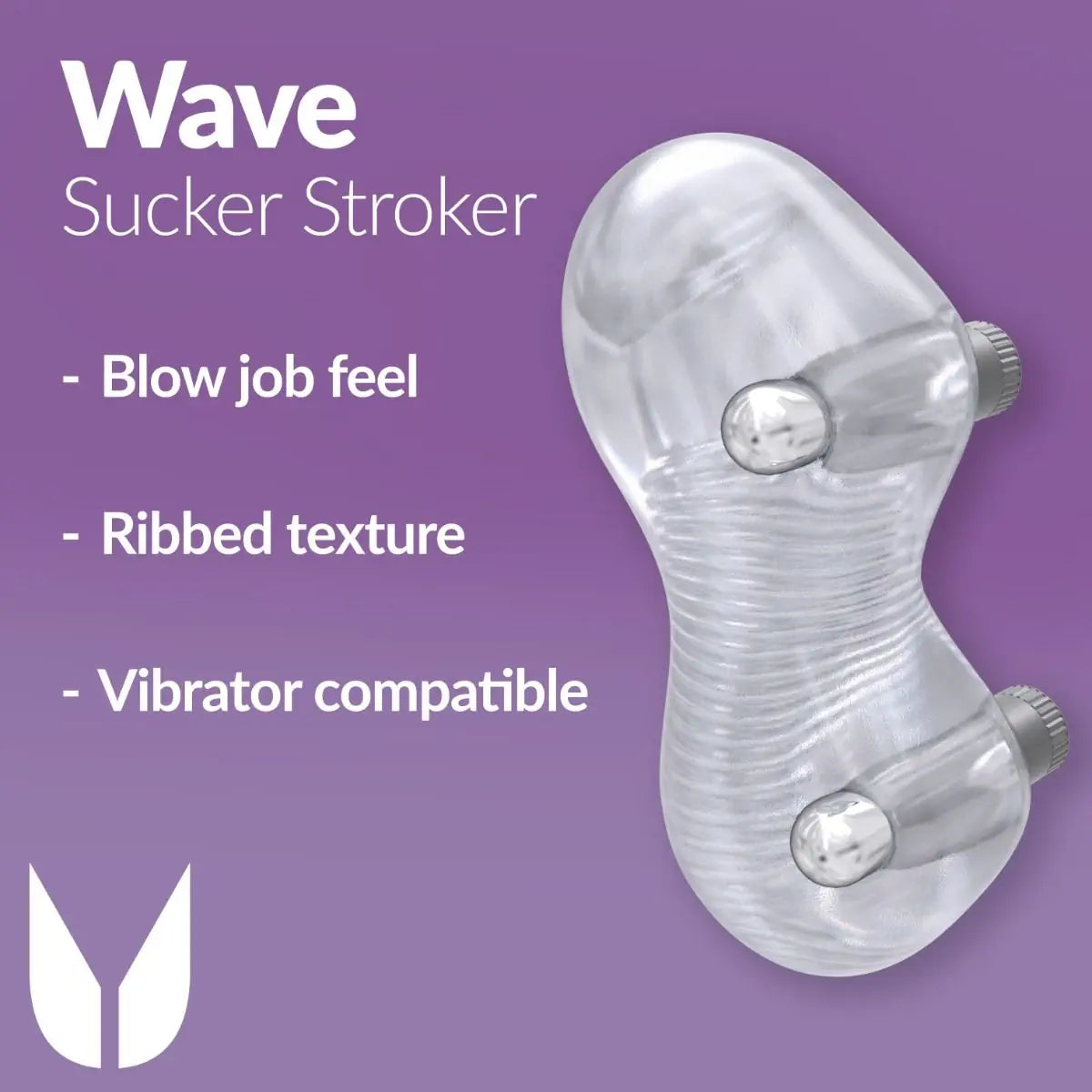Wave sucker stroker with ribbed texture on a purple background