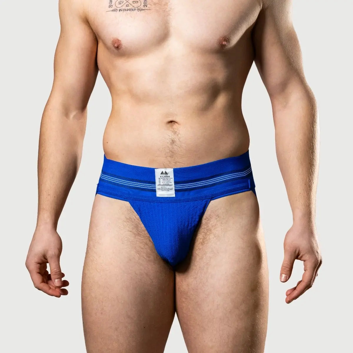 Meyer Marketing Original Edition Mens Jockstrap 3 Inch Royal Blue Small - XX Large on a white background