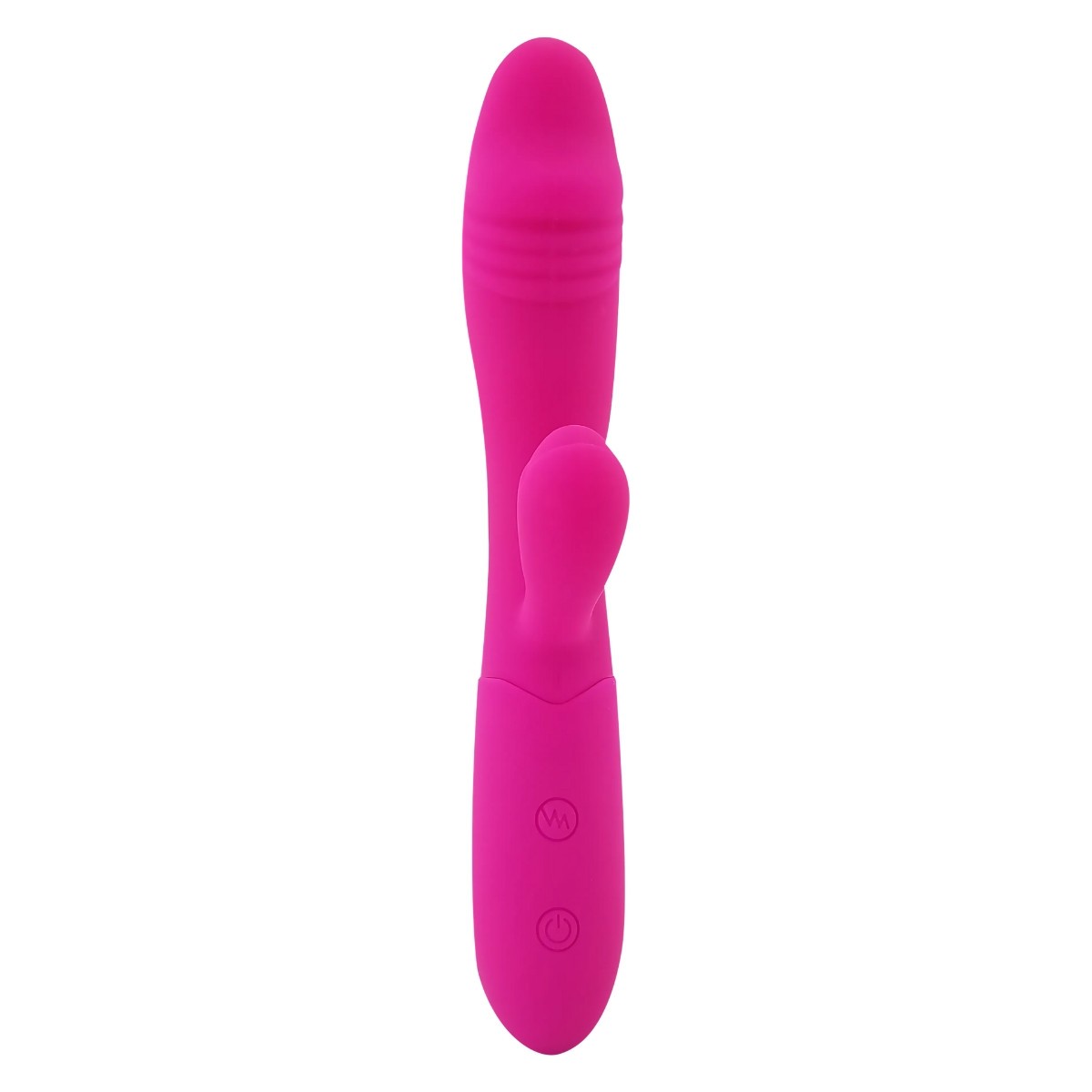 Pink electronic rabbit vibrator on a white background