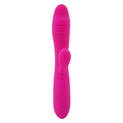 Pink electronic rabbit vibrator on a white background