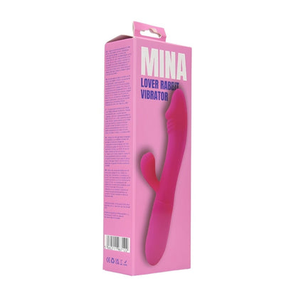 Pink 'Lover Rabbit' vibrator packaging with 'Mina' branding on a white background
