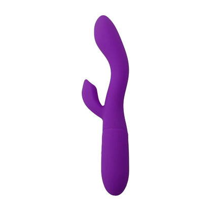 Purple silicone rabbit vibrator on a white background
