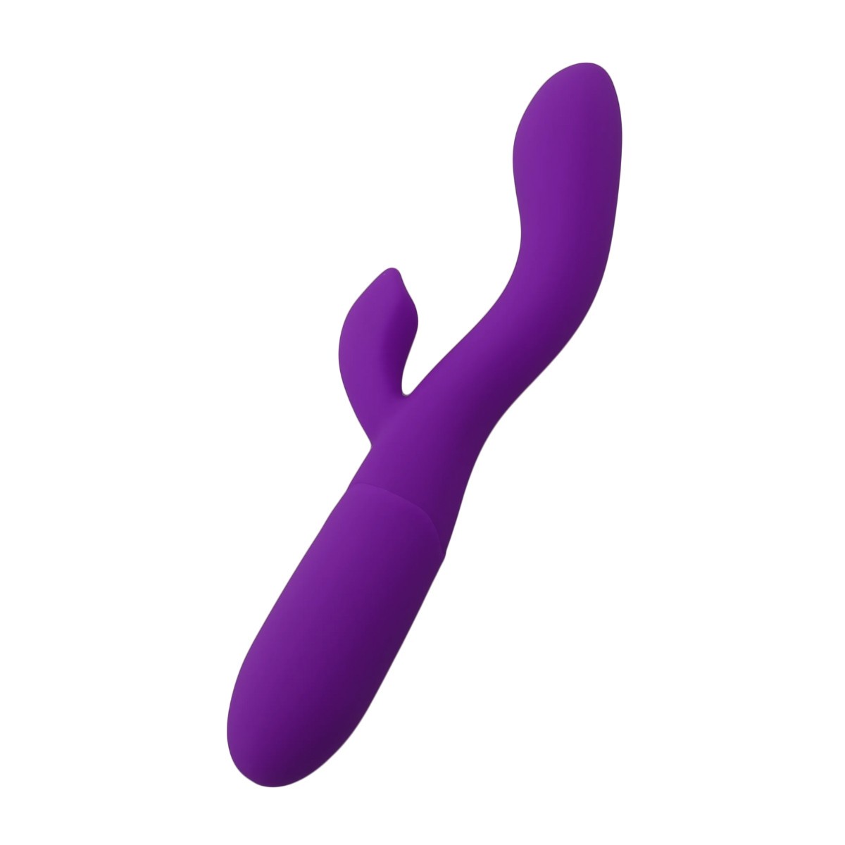 Purple silicone vibrator on a white background