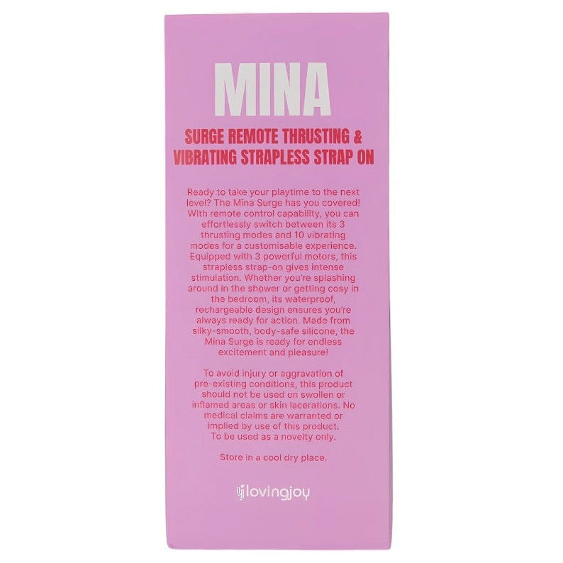 Pink packaging of a Mina product with text on a white background