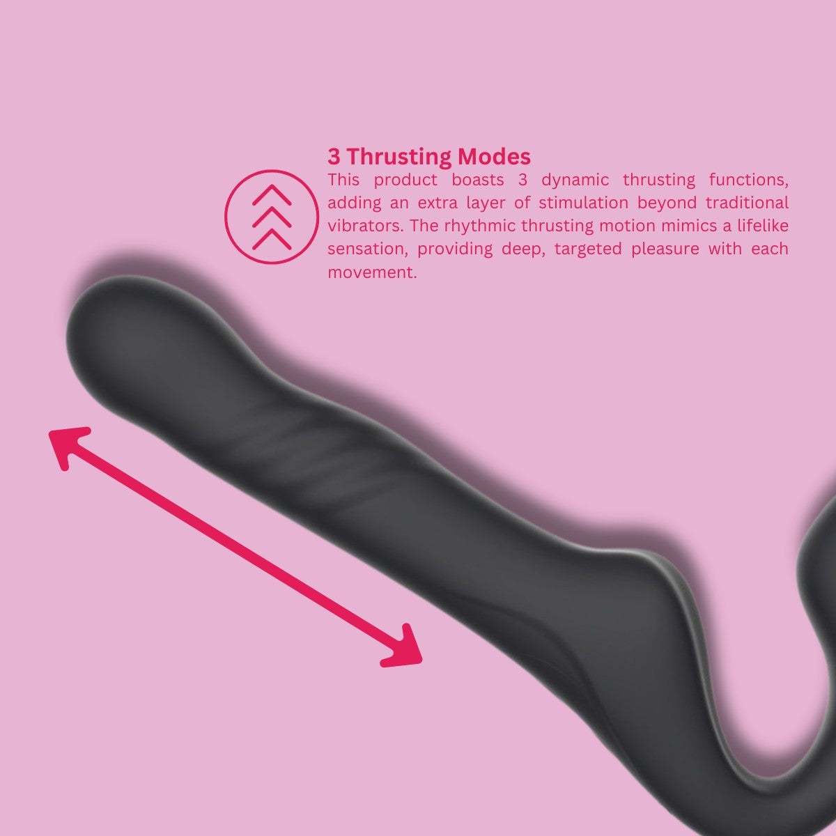 Black product with text on a pink background