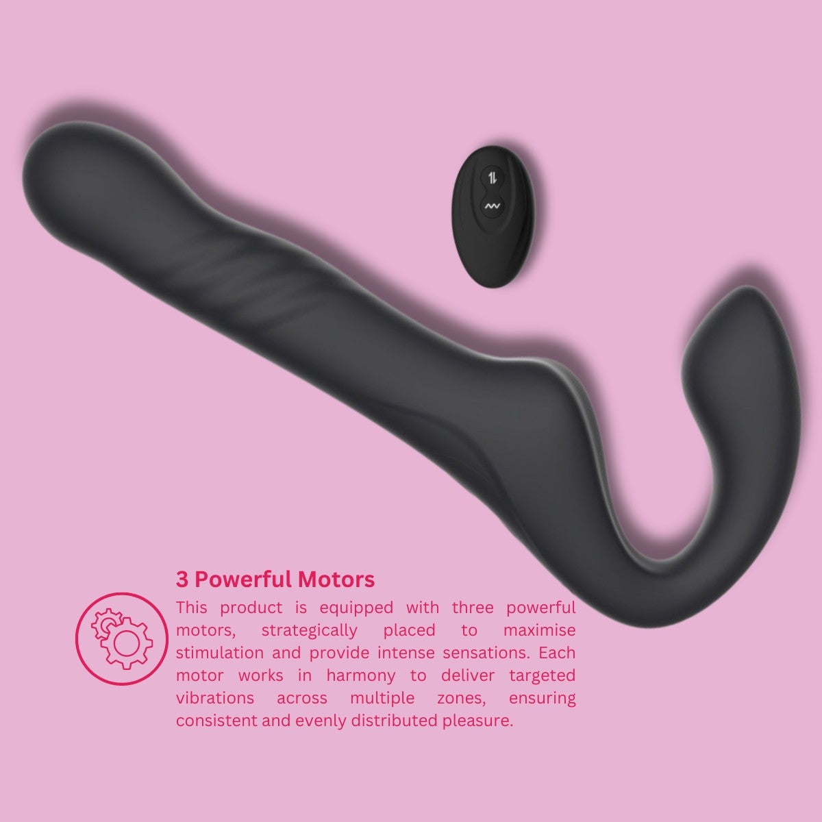 Black curved device with remote control on a pink background