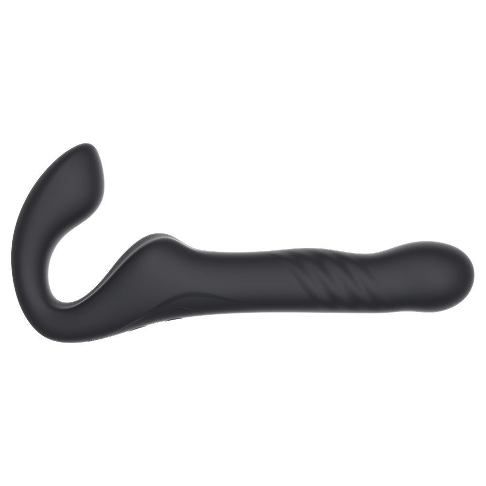 Black curved object on a white background