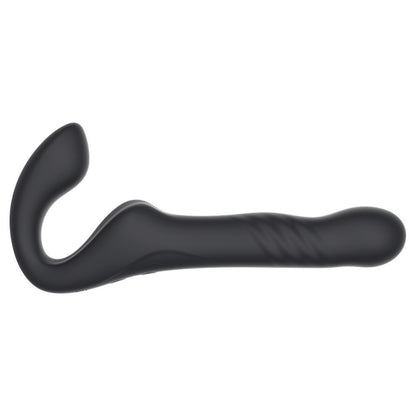 Black curved object on a white background