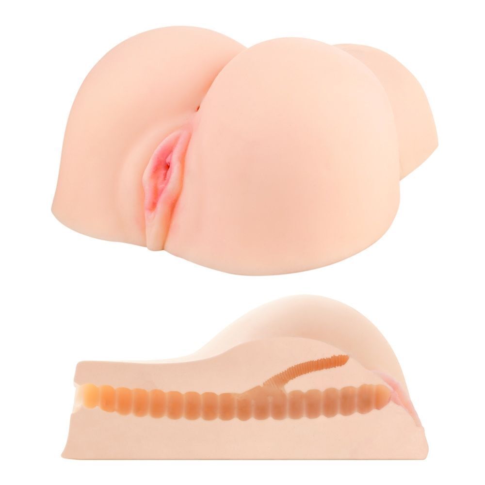 Realistic silicone vagina, ass and internal organ model on a white background