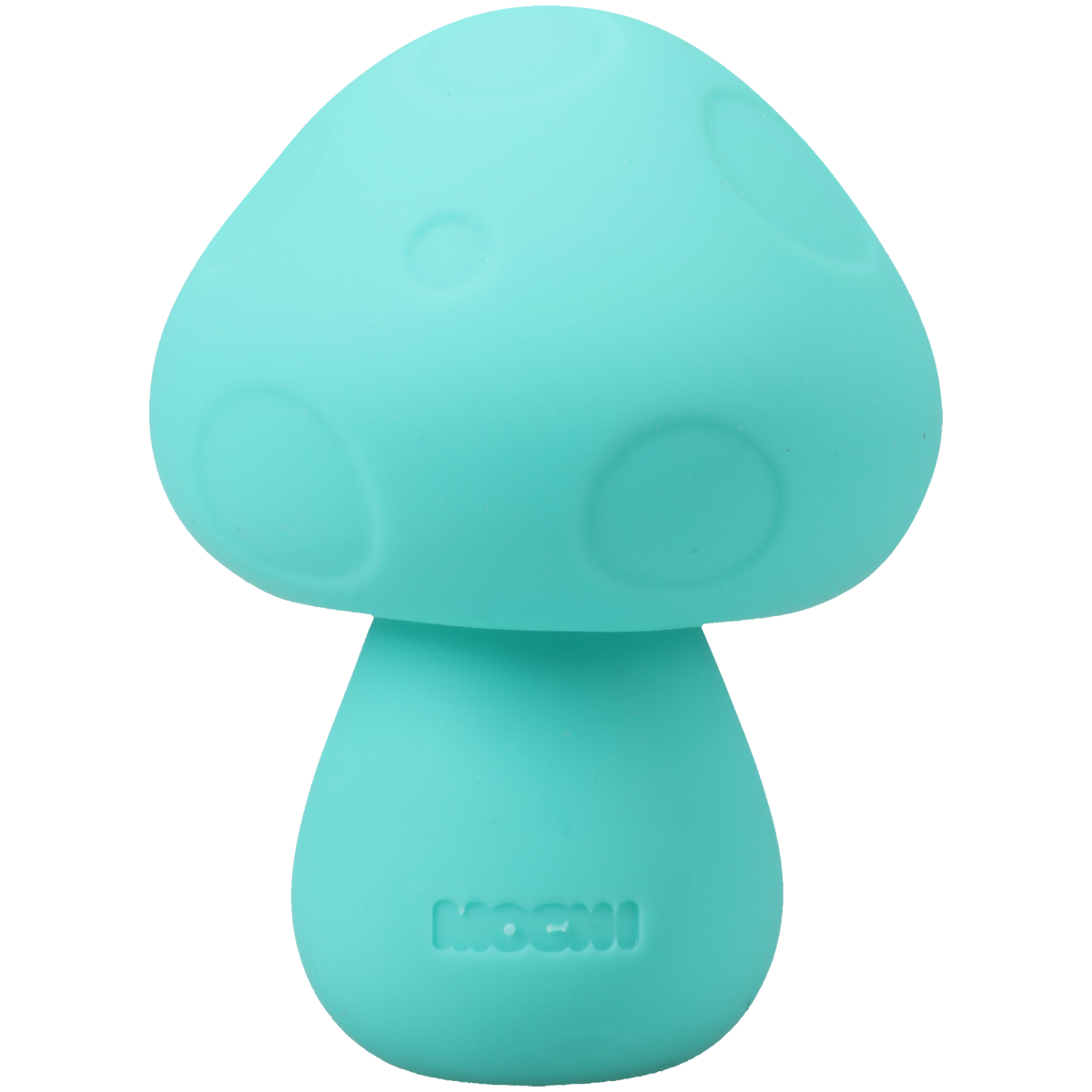 Turquoise mushroom-shaped Sex toy with 'Mochi' branding on a white background