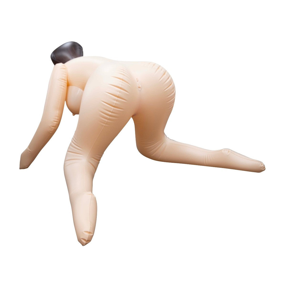 Beige inflatable sex doll on a white background
