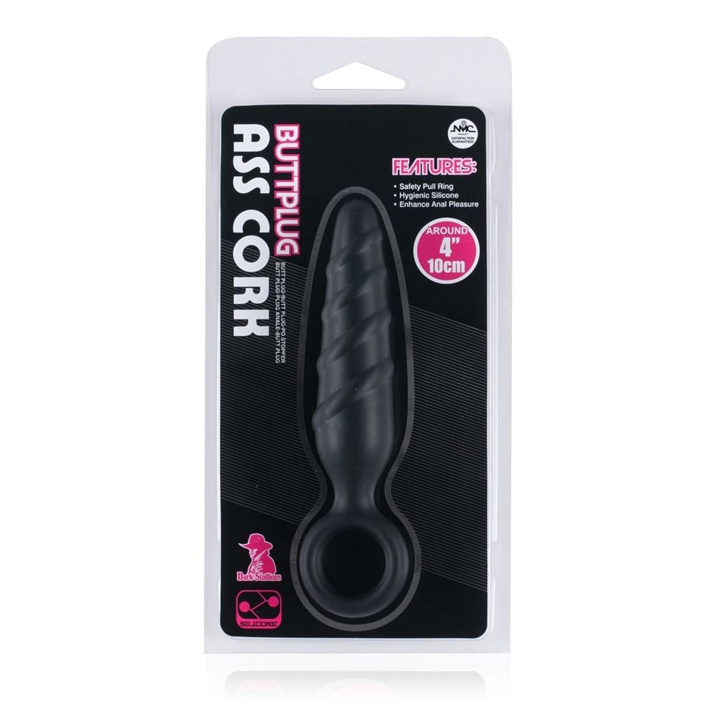 Nanma Dark Stallions Ass Cork Silicone Anal Butt Plug Black 3.5 inch BDSM Fetish