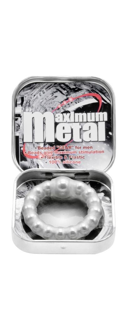 Sexual product in a metal tin labeled 'Maximum Metal' on a white background