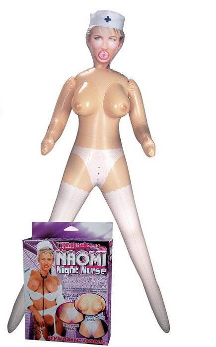 Sex toy figure of a nurse with packaging on a white background