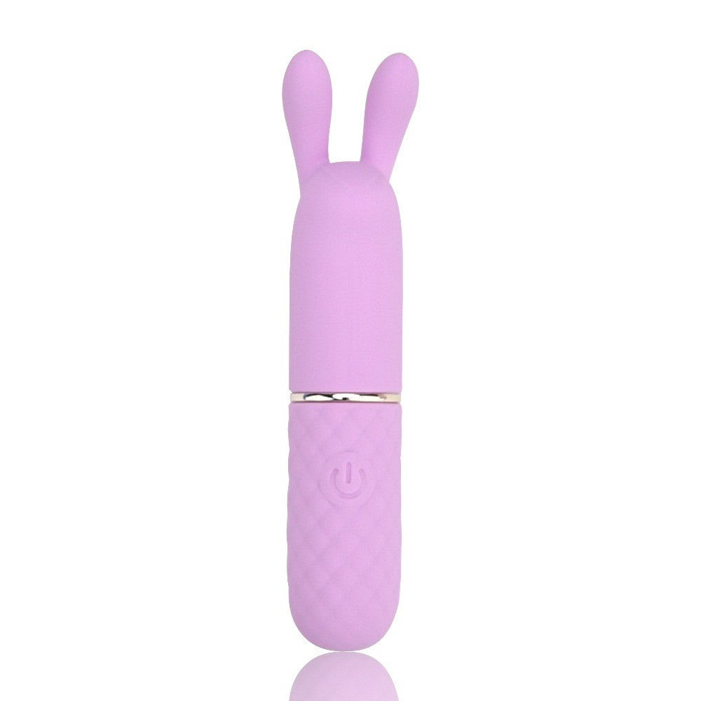 Purple rabbit-shaped sex toy on a white background