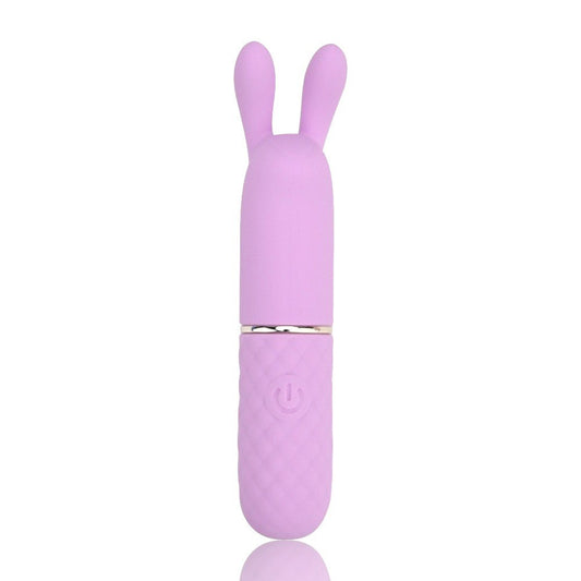 Purple rabbit-shaped sex toy on a white background