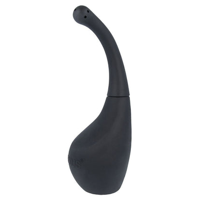 Black silicone bulbous douche on a white background