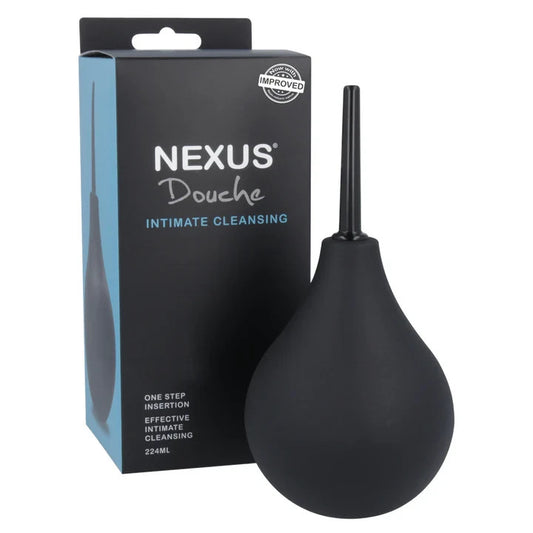Black douche with Nexus packaging on a white background