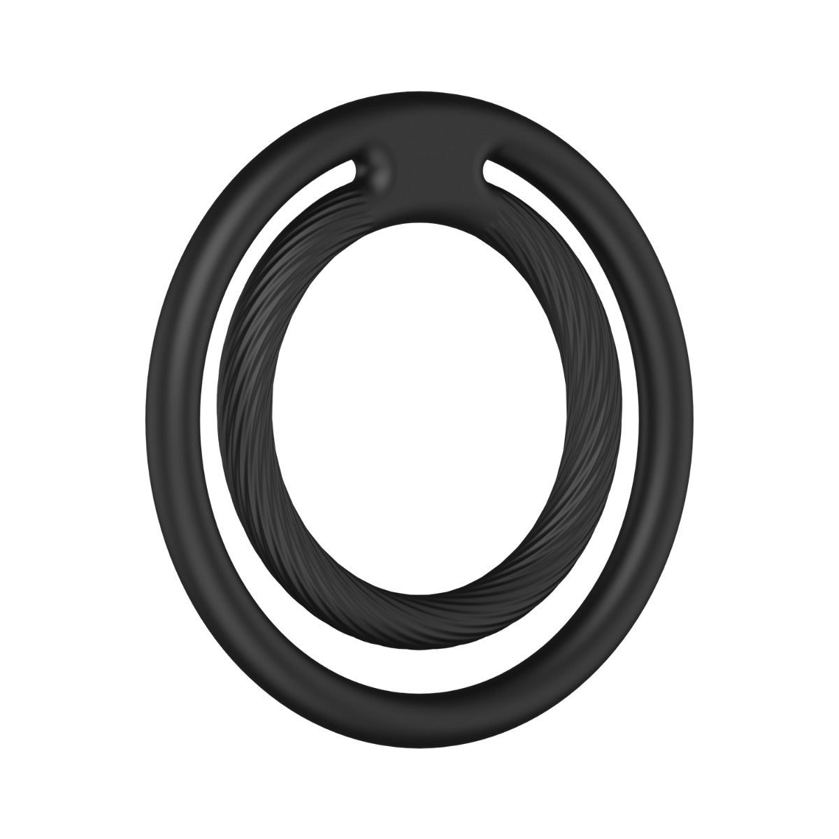 Black double cock ring on white background