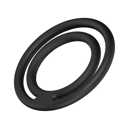 Black double cock ring on white background