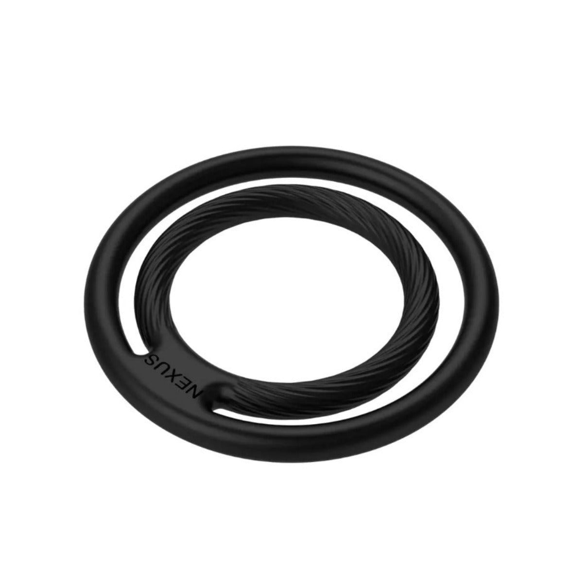 Black double cock ring on white background