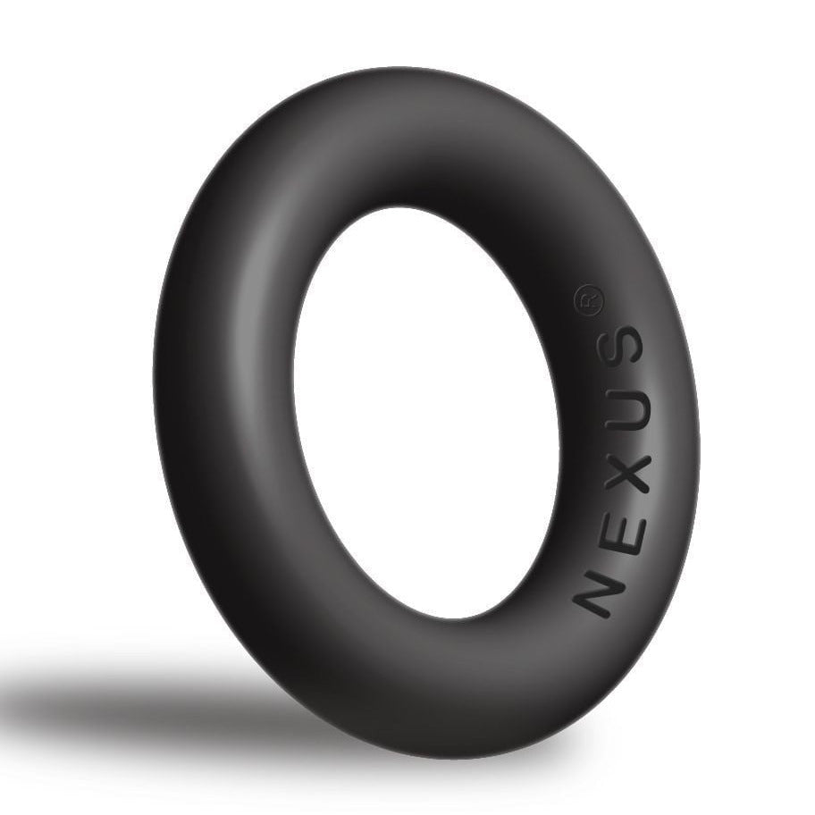 Black cock ring with 'Nexus' branding on a white background