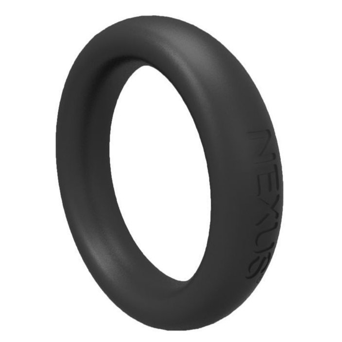 Black cock ring with 'Nexus' branding on a white background