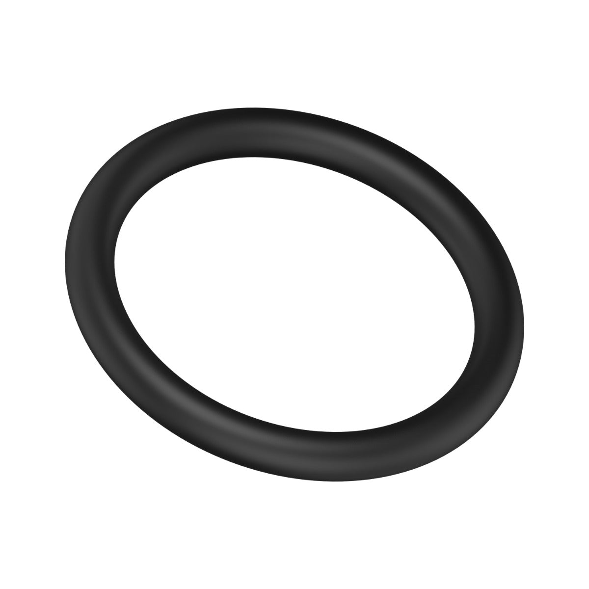 Black silicone cock ring on a white background