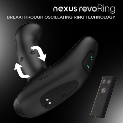 Nexus revo-Ring device with remote control on a dark background