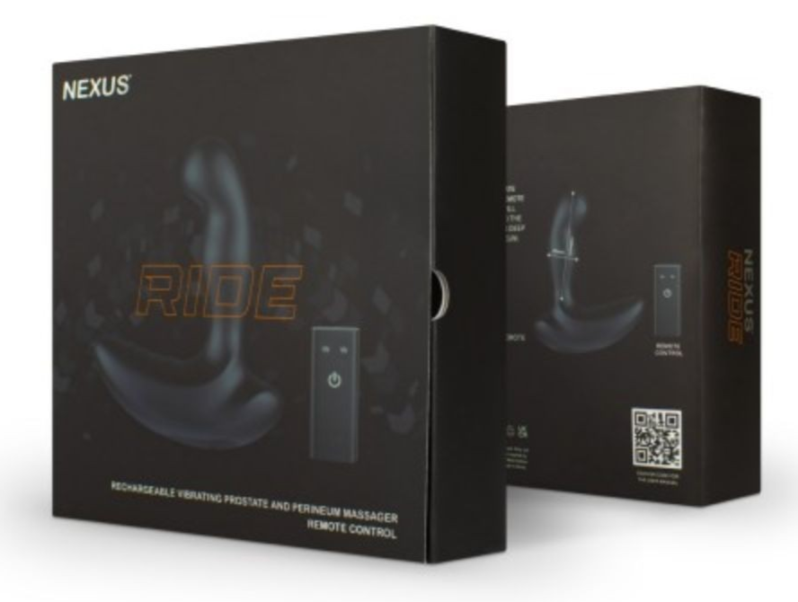 Black packaging box for Nexus Ride product on a white background