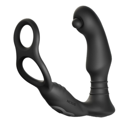 Black Nexus prostate massager on a white background