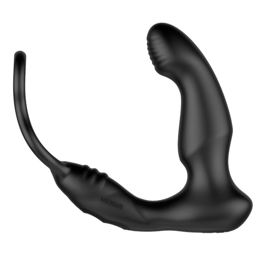 Black silicone cock ring with 'Nexus' branding on a white background